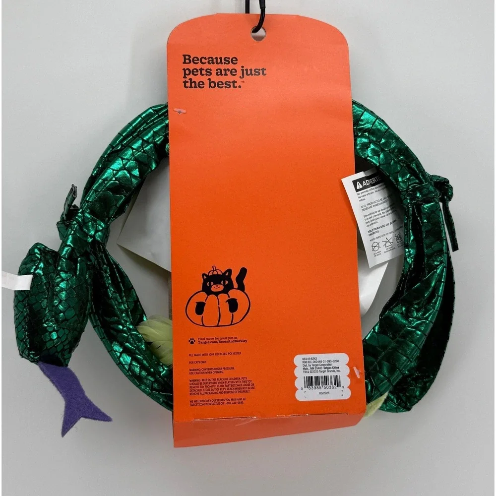 Boots & Barkley Swat & Chase Cat Tunnel Green Metallic Snake 20 Inch